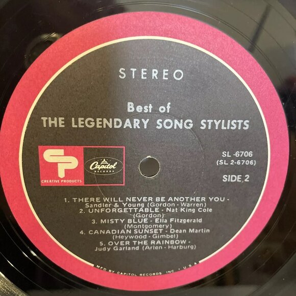 RECORD ONLY Best Of The Legendary Song Stylists (Vinyl, 1971) Creative Products - Picture 3 of 6
